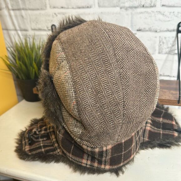 Urban Pipeline Plaid Wool Trapper Hat, Faux Fur - Picture 4 of 7